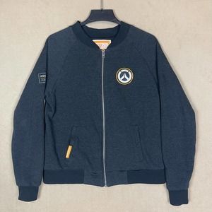 Blizzard Overwatch Full Zipper‎ Fleece Jacket Mens M Dark Gray Pocket